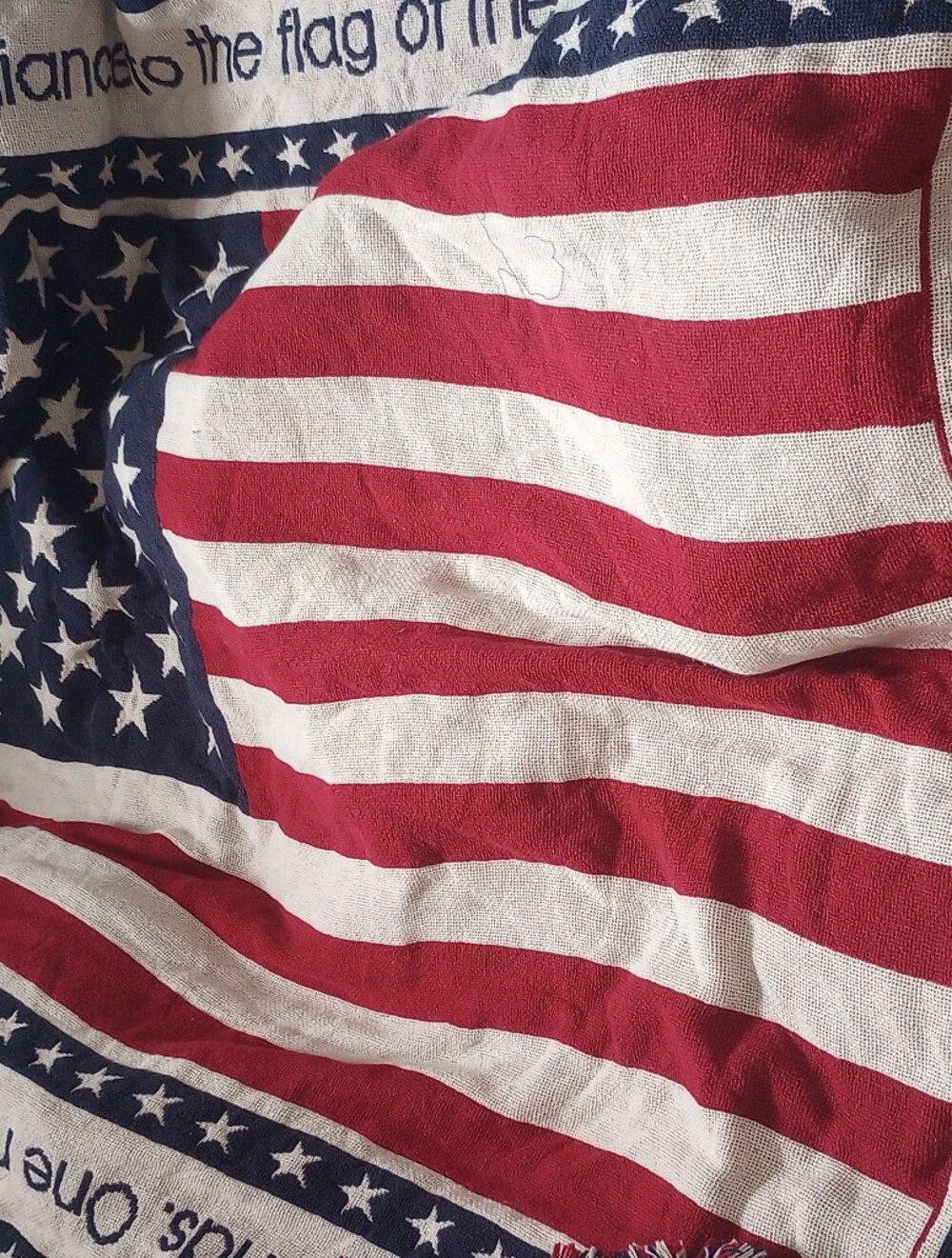 Stars & Stripes Patriotic Cotton Throw Blanket - Red, White & Blue